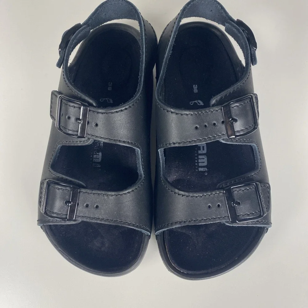 Birkenstock Tatami Men/Boy Size EU 36 US 3.5 Black Leather Double Strap Sandal - Picture 4 of 8